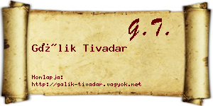 Gálik Tivadar névjegykártya